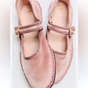 Zara Pink Velvet Mary Jane's